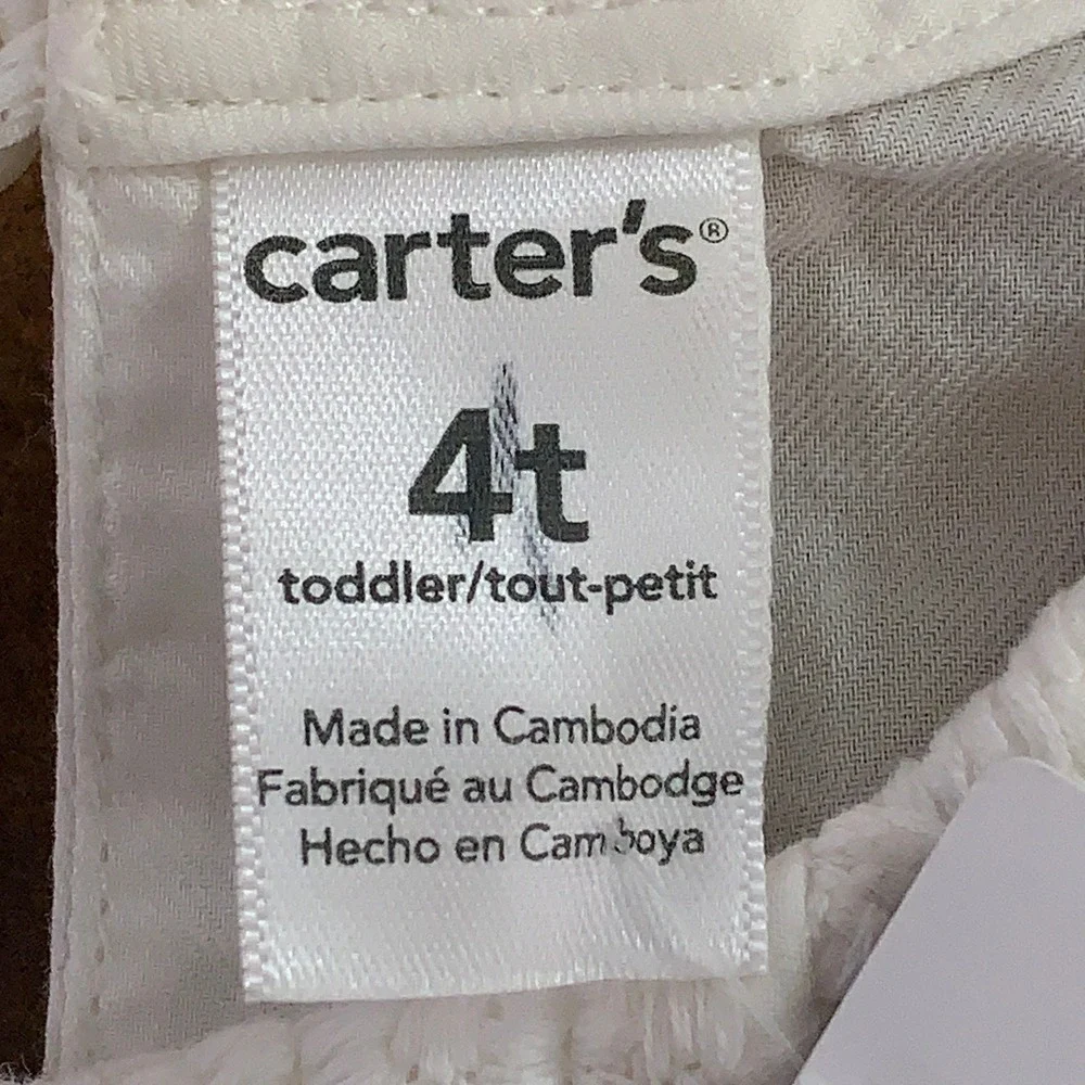 Carter's Toddler 4T White Grey Lace Bow Peplum Long Sleeve Top 2pc Lot New